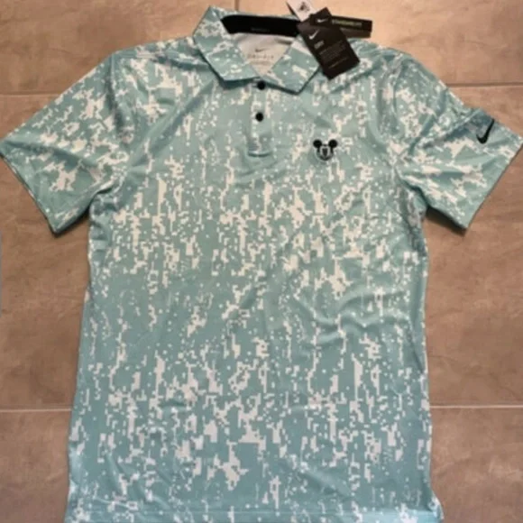 Nike Dri Fit Disney Parks Aqua Blue Golf Polo Small